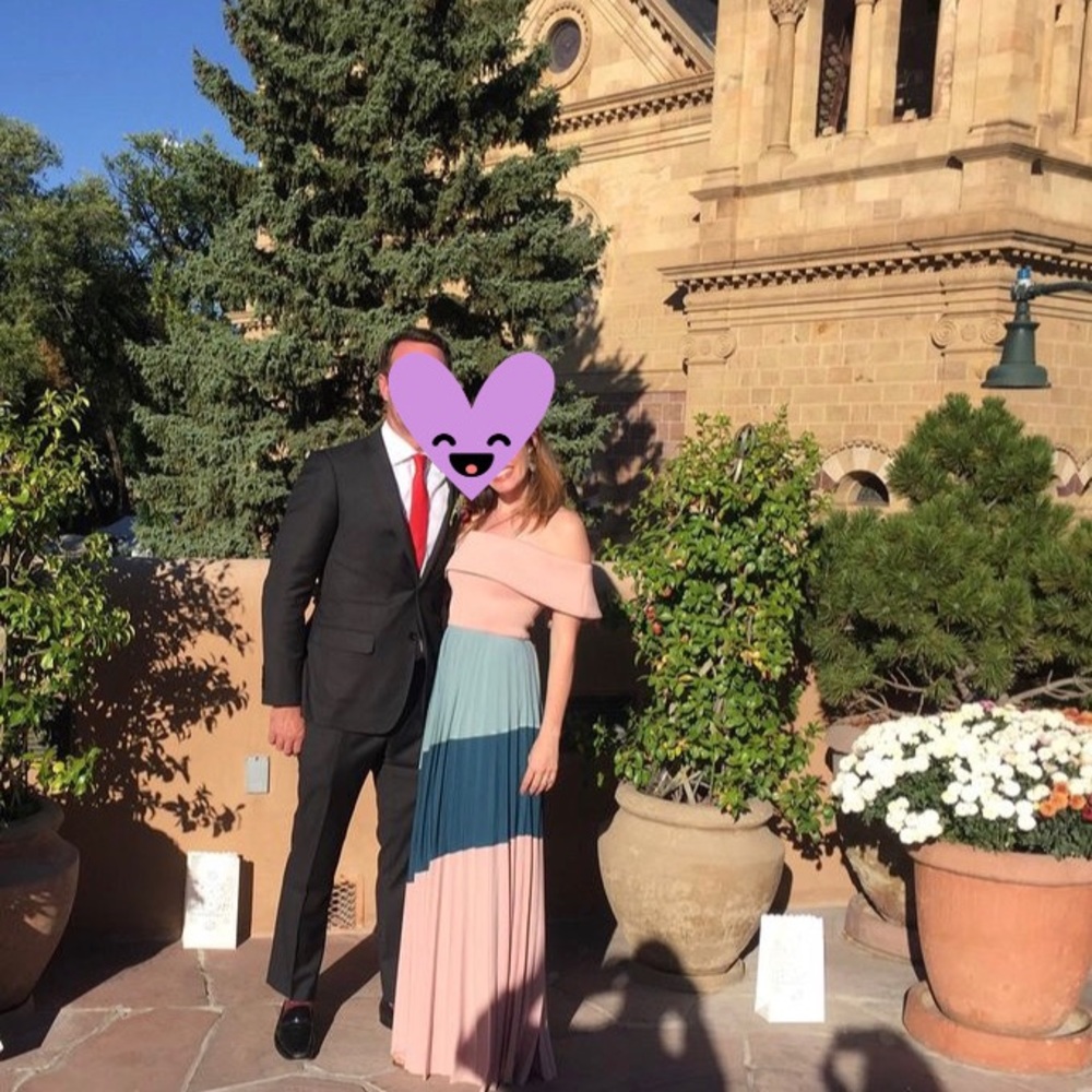 Asos Design Bardot Scuba Color Block Pleated Maxi… - image 5